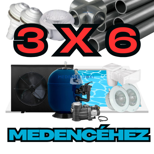 Épített fóliás medence FULL pack 3x6 medencéhez